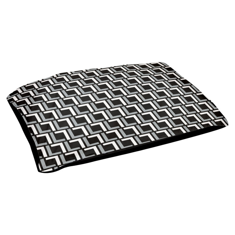 Coussin d'extérieur pour chien Tuileries, Très grand (l 40 po x P 50 po x H 6 po), Noir/argent/blanc