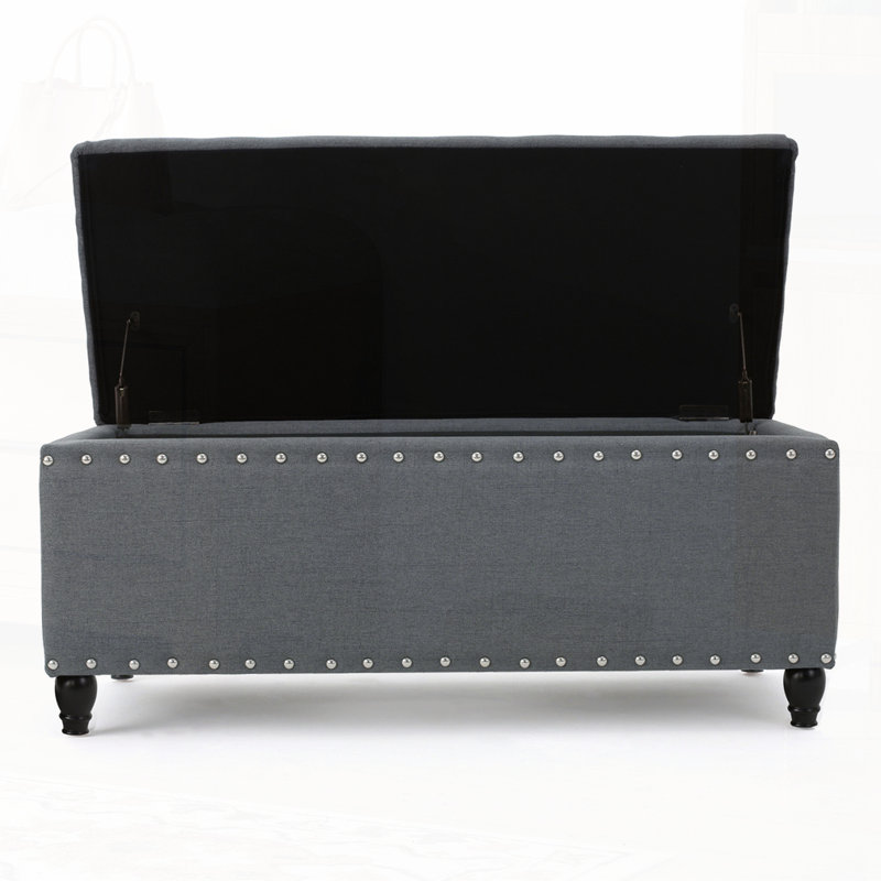 Banc de rangement rembourré, Gris anthracite
