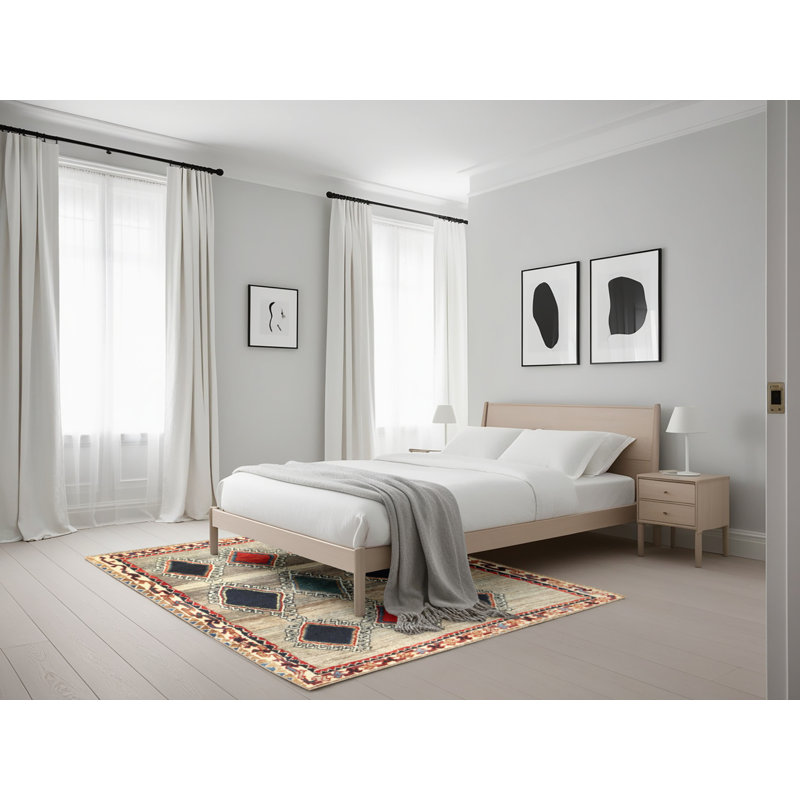 Tapis beige / rouge / vert Mulay, Rectangle 5 pi x 7 pi