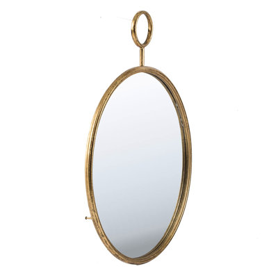 26.4X32.3 Inch Circle Wall Mirror With Golden Frame - Living Room, Entryway, Office Decoration Clear Reflection, Structure 26" X 32" Gold Metal For De