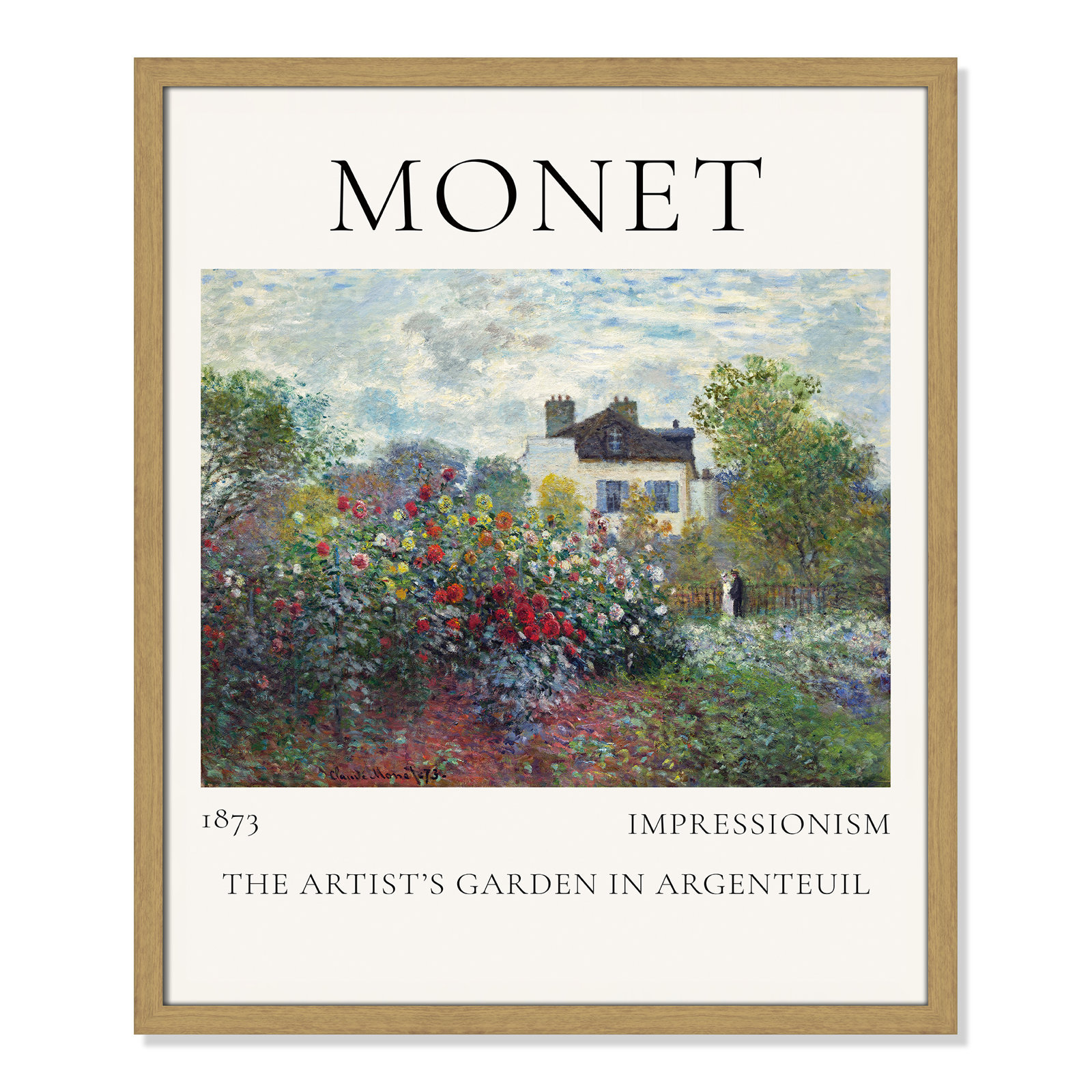 Rocchetto "Artists Garden in Argenteuil" Print, Natural Single Picture Frame, No, 25.5" H x 21.5" W x 0.75" D