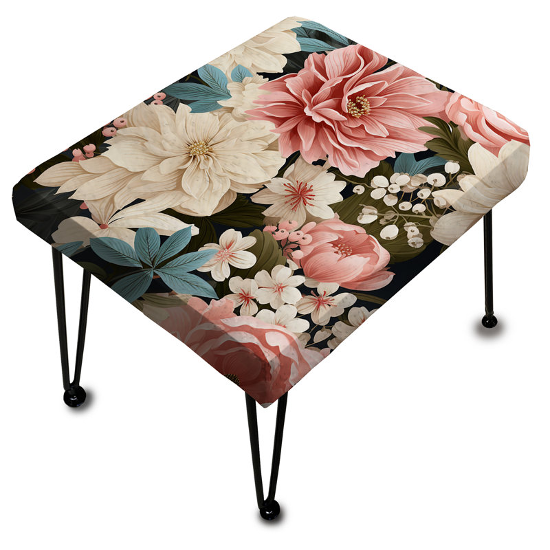 Pink Floral Gardens Serenade Beauty - Floral Rectangle Ottoman