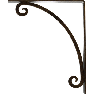 1 1/2"W x 12"D x 15"H Legacy Wrought Iron Bracket, (Single center brace), Antiqued Brass