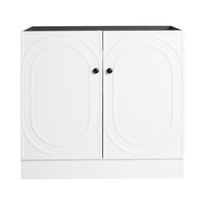  Transitional White Freestanding Bathroom Vanity Base Cabinet Only Large Storage Organizer with Customizable Hardware