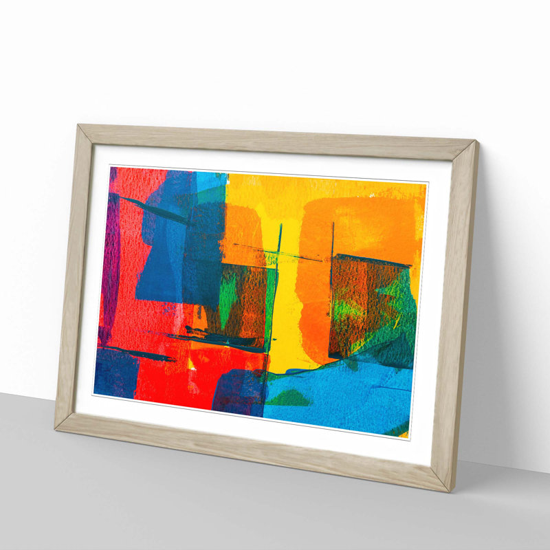 Abstract Art Painting Vol.42 by S.Johnson - Framed Print, 27cm H x 36cm W x 2cm D, Oak Framed