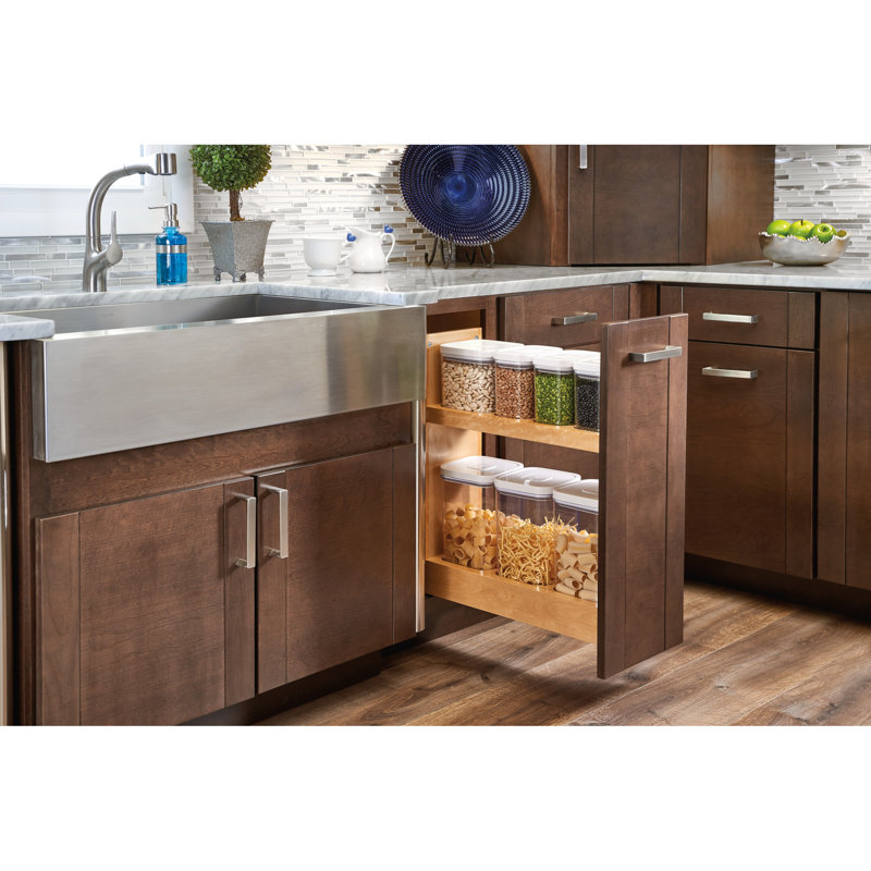 Rev-A-Shelf Wood Base Cabinet OXO Pull Out Organizer with Soft Close