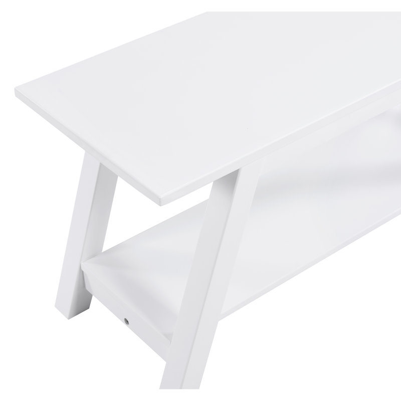 36.83-Inch Long Solid Wood Bench With Shelf - White Ideal For Bedroom And Entryway Storage Needs In 18H X 36.83W 14D Attractive Addition