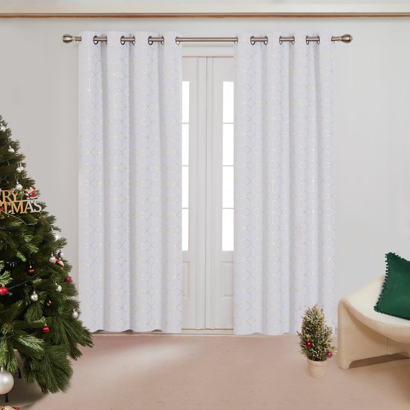 Malone Room Darkening Thermal Curtain, Width 132 x Drop 214cm, Greyish White