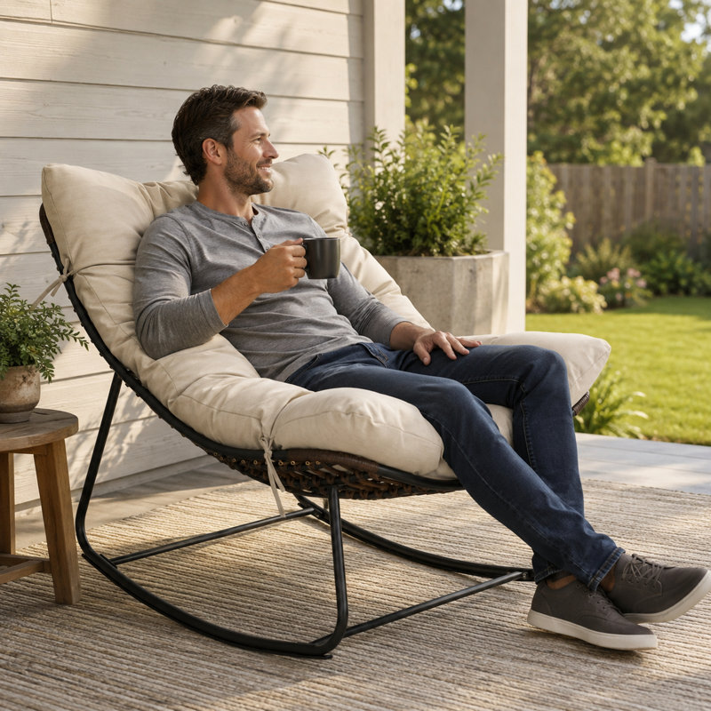 Chaise berçante Henadz, Beige