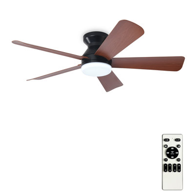 42"  Walnut Modern Ceiling Fan with Light and Remote for Bedroom