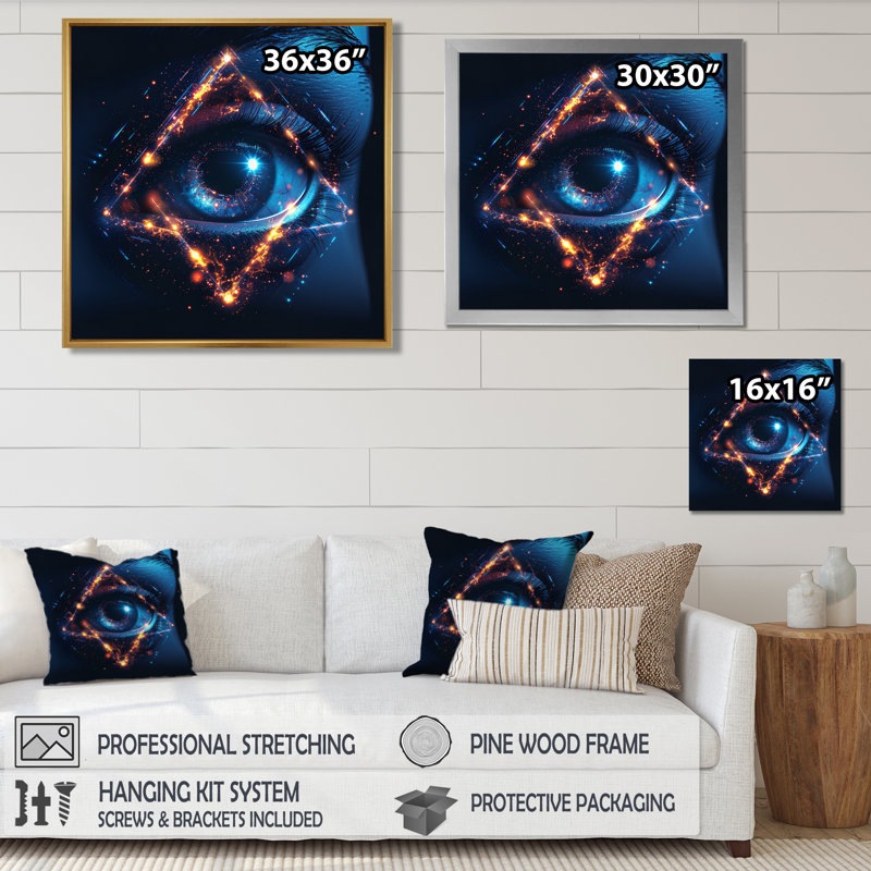 «Mystic Blue Eye Futuristic Sci-Fi», art mural œil, Toile tendue, H 16 po x l 16 po x P 1 po