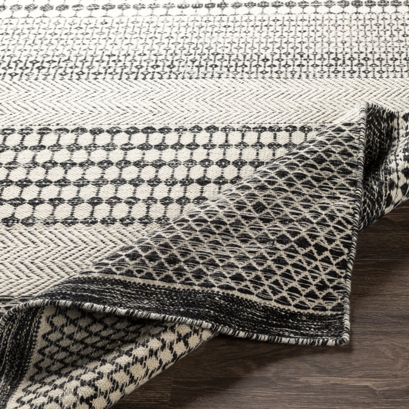 Devin Southwestern Flatweave Wool Black/Beige Area Rug, Rectangle 2' x 3'