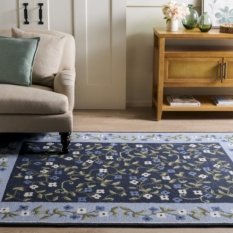 Tapis d'extérieur en laine et coton touffeté à la main Sadee Martha Stewart, Rectangle de 5 pi x 8 pi