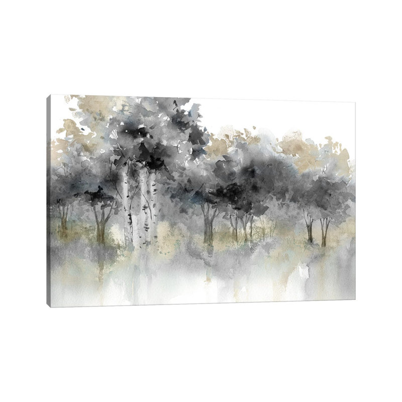 Water's Edge I - Noir et or 6 pièces, H 12 po x l 18 po, Toile tendue