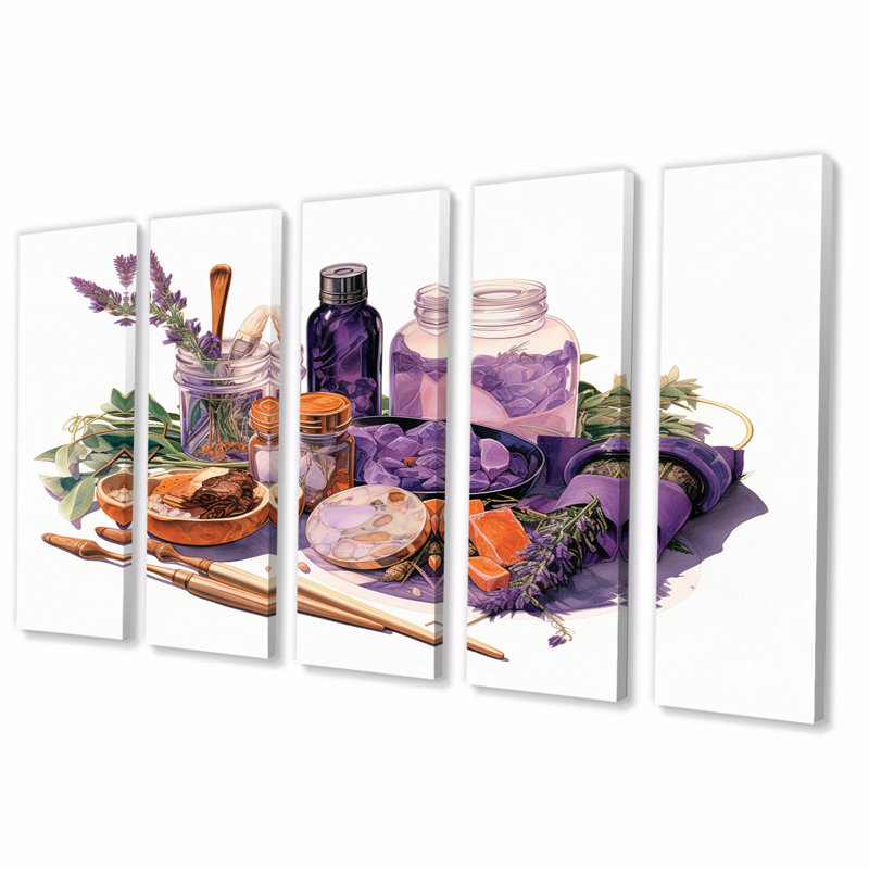 Lavande naturelle Bliss Eco Make-Up I - Articles de toilette imprimés sur toile - 5 panneaux égaux