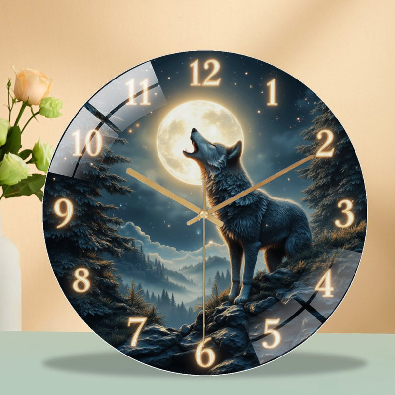 Horloge murale en verre loup