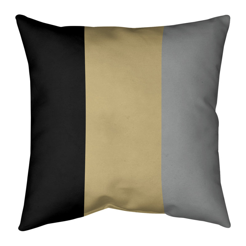 Coussin en suède Colorado, 18 po x 18 po, Noir / Or / Gris