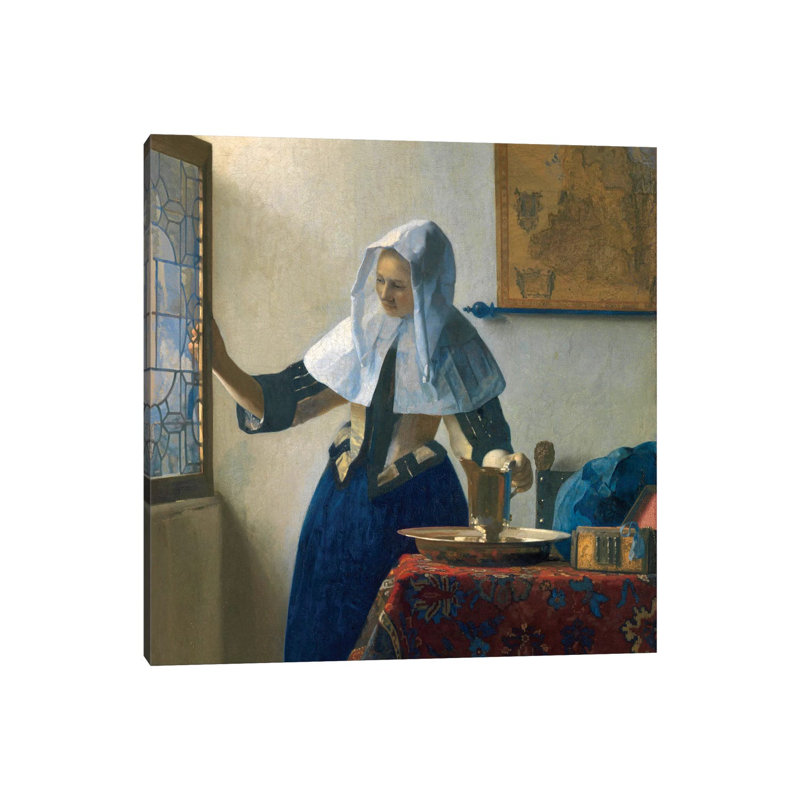 Young Woman With A Water Jug, C.1662 by Johannes Vermeer - Wrapped Canvas Painting, 45.72cm H x 45.72cm W x 1.91cm D