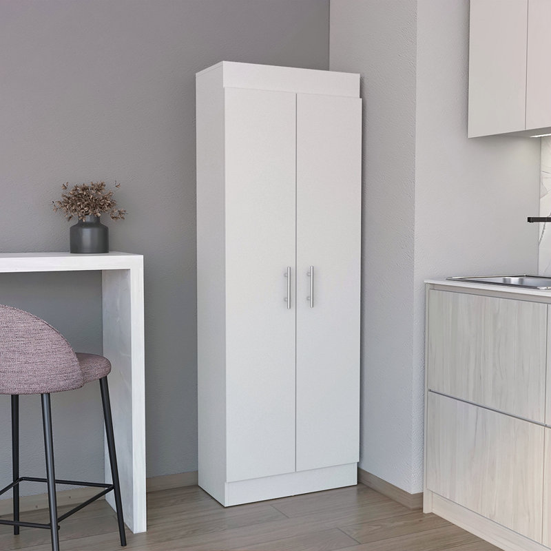 Pantry Cabinet 67" H, 5 Internal Shelves, Two Doors