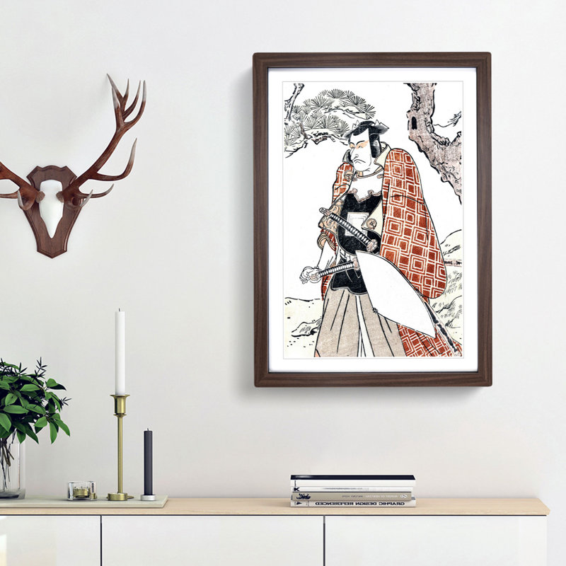 Danjuro as a Warrior by Katsukawa Shunsho - Picture Frame Painting Print, Walnut Framed, 36cm H x 27cm W x 2cm D