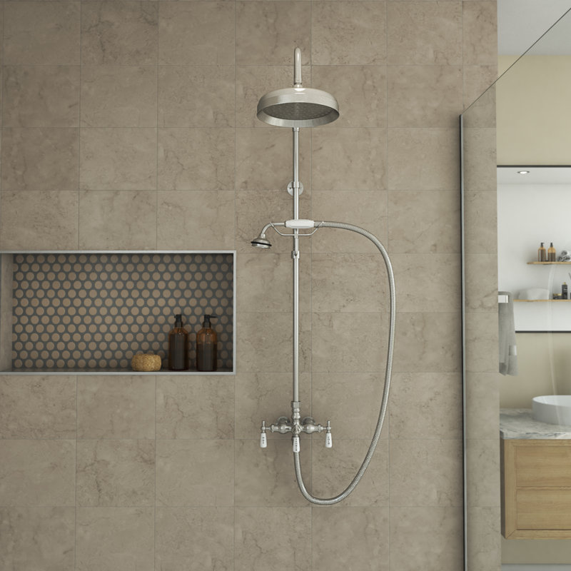 Abbey 10 x 34 1/2 Shower Faucet Set with Handshower, Brushed Nickel