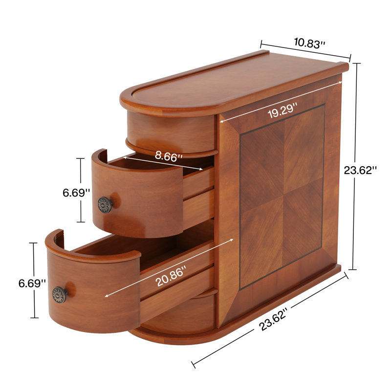 Solid Wood 2 - Drawer End Table, Brown