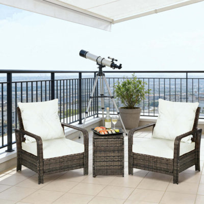 Wicker Table & Chairs,3 Piece Patio Furniture