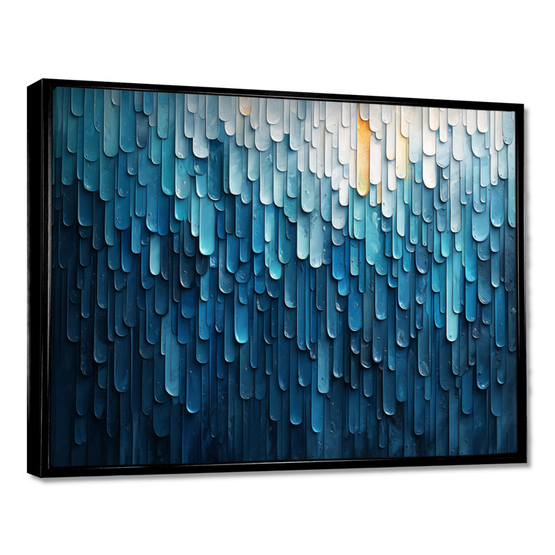«Eastwood Drip Paint of Blue Cubic Matrix II» - art mural sur toile, H 30 po x l 40 po, Noir, noir, noir, noir