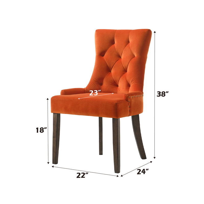 Ensemble de 2 chaises d'appoint en velours orange et chêne vieilli Farren, Orange