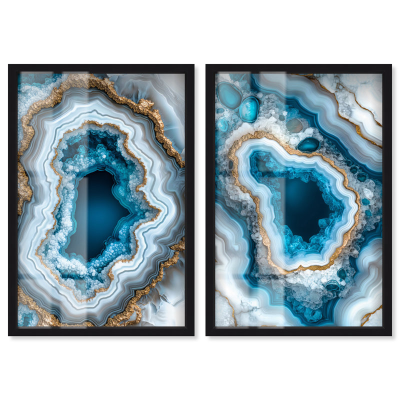 «Gilded Glam», ensemble de galerie Geode Shadowbox par Art Remedy, H 17 po x l 24 po, Noir