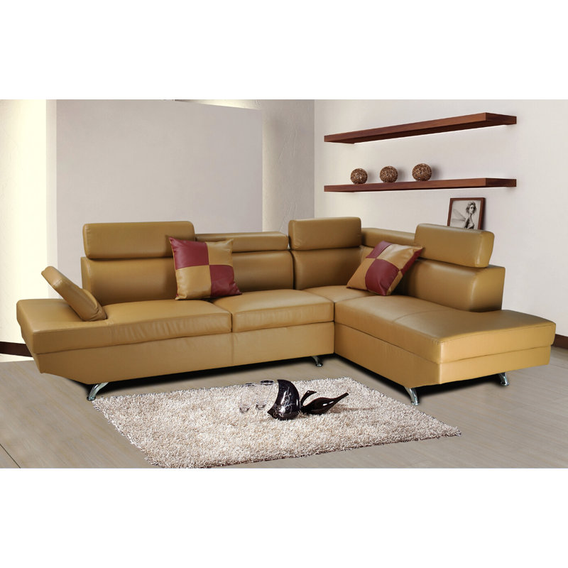 Daune Upholstered L-Shaped Sectional, Right Hand Facing, Butterscotch