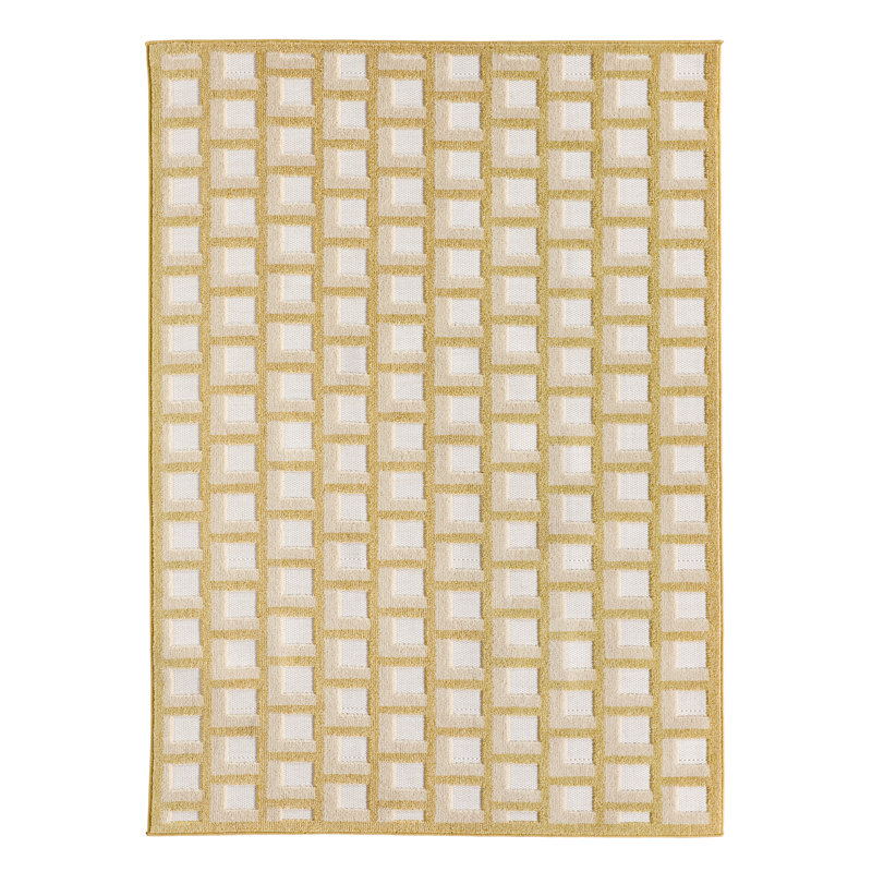  Tapis jaune à motif géométrique Aveline ALI08 (7 pi 6 po x 9 pi 6 po), Rectangle 9 pi 6 po x 7 pi 6 po