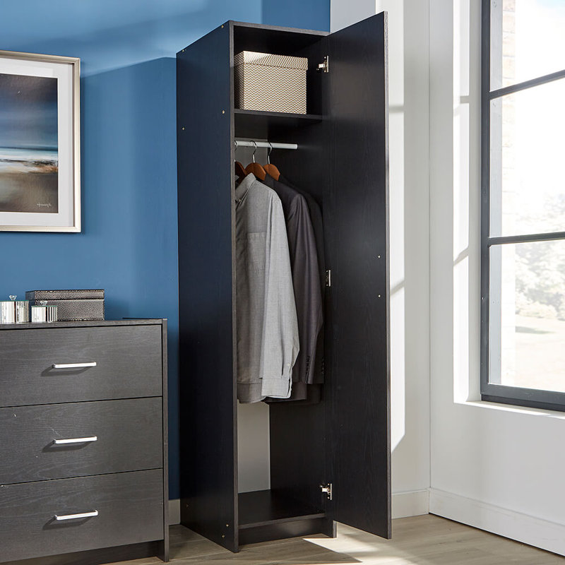 Lenny 1 Door Manufactured Wood Wardrobe, Black