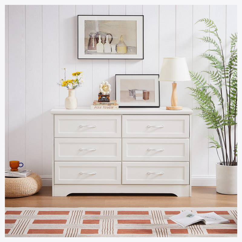 Modern 3 Drawer Bedroom Chest Of Drawers With 6 Drawers Dresser, Clothes Organizer -Metal Pulls For Living Room, Bedroom, Hallway