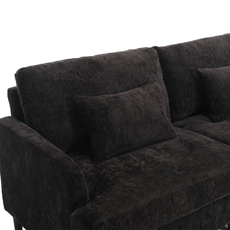 Deshazer Upholstered 68.9'' Loveseat, Black Chenille
