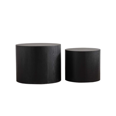2-Pieces Round Wooden Nesting Coffee Table