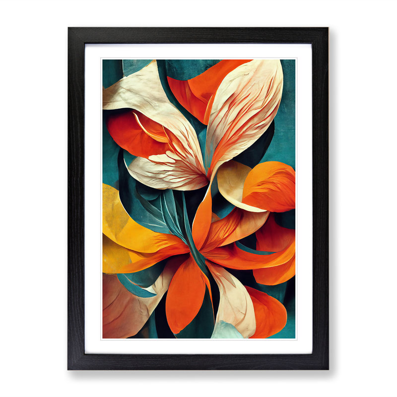 XV1022-262X Abstract Floral No.1 - Single Picture Frame Print, Black, 64cm H x 46cm W x 2cm D