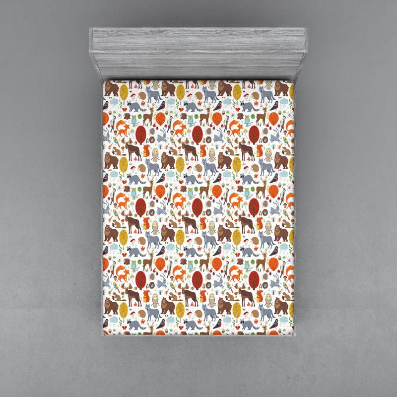 Woodland Animals Microfibre Jersey Knit Fitted Sheet, European Kingsize (160 x 200cm)