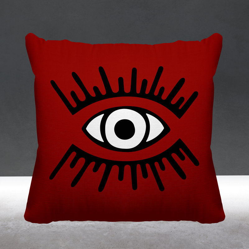 Coussin intérieur / extérieur Miranda Evil Eye, L 19 po x H 19 po, Rouge