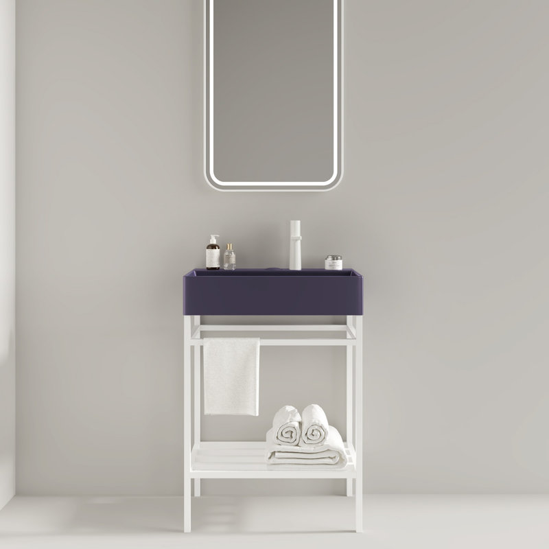 Meuble-lavabo 24 po avec lavabo en céramique, Mauve, Noir, noir, noir, noir