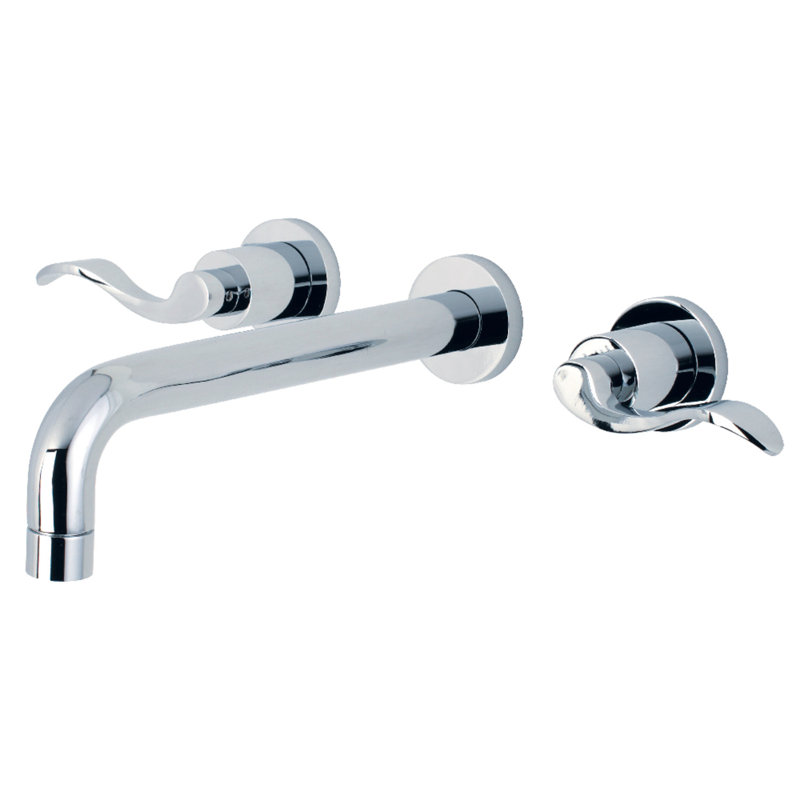 Kingston Brass NuWave Two-Handle 3-Hole Wall Mount Roman Tub Faucet, Polished Chrome