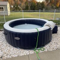 Intex PureSpa Plus 6 Person Portable Durable Inflatable Hot Tub Bubble Jet  Spa with Tablet and Mobile Phone Tray Accessory, Cobalt Blue