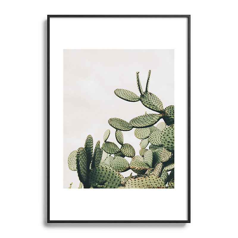 Cactus sur un ciel bleu - impression d'un seul cadre photo, Noir, H 19 po x l 13 po