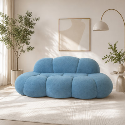 Ivona Boneless 90.55" 3-seat Upholstered Berber Fleece Cloud Sofa, No Assembly Required