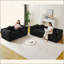 Canapé moderne sans os avec deux coussins décoratifs circulaires, tissu en polyester à poils longs texturé litchi doux pour la peau, canapé en mousse à carreaux-556108640