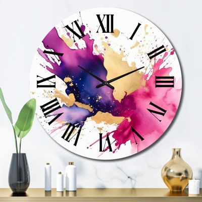 Horloge murale mauve et rose