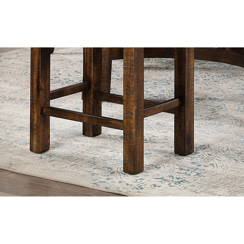 2 pièces de hauteur comptoir rustique, bois massif, coussin en tissu beige, sièges en bois de salle à manger (2 pièces),