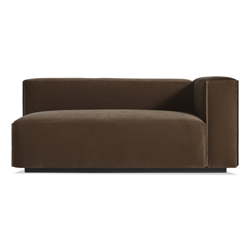 Cleon Chaise Lounge, Coffee Velvet, Right Hand Facing