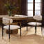 Chaise de salle à manger Wexley en fer de style moderne du milieu du siècle, avec assise rembourrée, structure ouverte et accents dorés-134036797-134036798