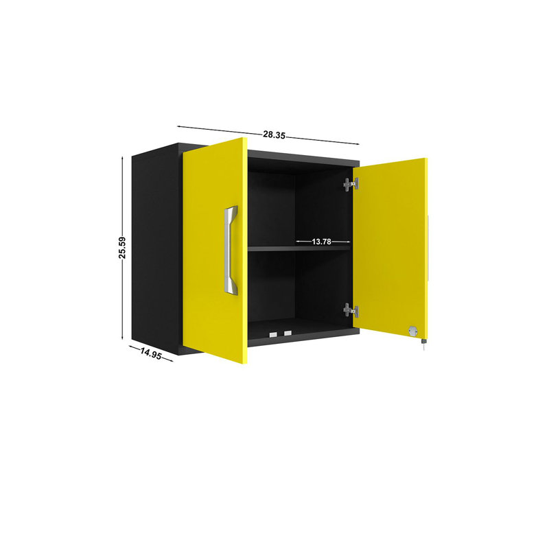 Aseem Single Storage Cabinet ( 25.59'' H x 28.35'' W x 14.96'' D), Yellow Gloss